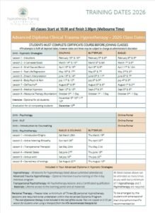 hypnotherapy training dates