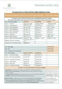 hypnotherapy training dates